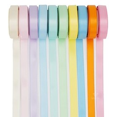 Pastel Rainbow Ribbon Assortment Satin Rainbow Colored Ribbon 3/8″ X 50 Yards