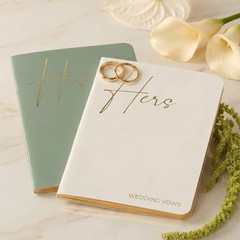 Elegant Vow Books With Gold Foil Lettering For Your Wedding – sage-cream