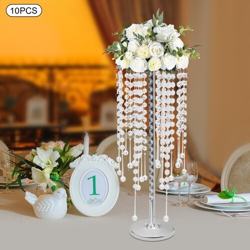 10pcs Crystal Flower Stand Silver Table Centerpieces for Wedding Party Decor