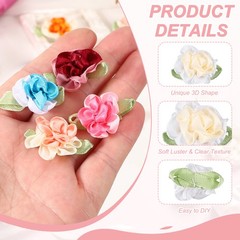 20Pcs Ribbon Flowers 1.2″ Fabric Flowers Satin Ribbon White/Cream]
