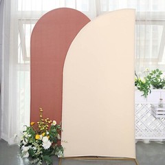 7 ft x 3 ft BEIGE Matte Fitted Spandex Half Moon Arch Stand Cover Wedding
