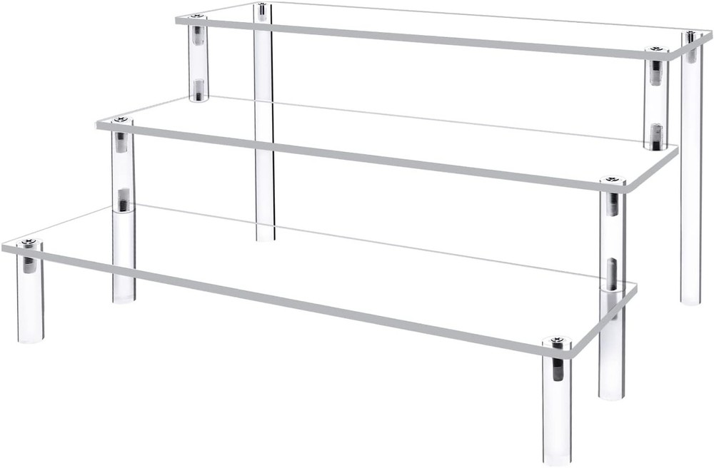 Acrylic Display Risers,Clear Shelf 3 Tier Cupcake Display Stand Steps for Food D