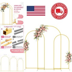 Versatile Gold Metal Arch Stand 3 Sizes 7.2FT 6.6FT 6FT for Decorations