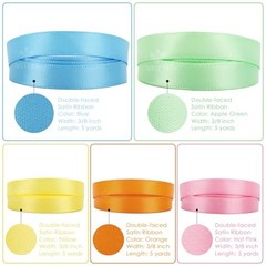 Pastel Rainbow Ribbon Assortment Satin Rainbow Colored Ribbon 3/8″ X 50 Yards