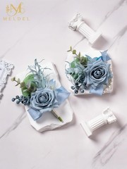 Dusty Blue Rose Corsage and Boutonniere Set for Prom Wedding Groomsmen Brides…