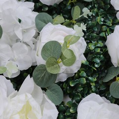 6 × Artificial Silk Flower Wall Panels 24 × 16 In White & Green Floral Backdrop