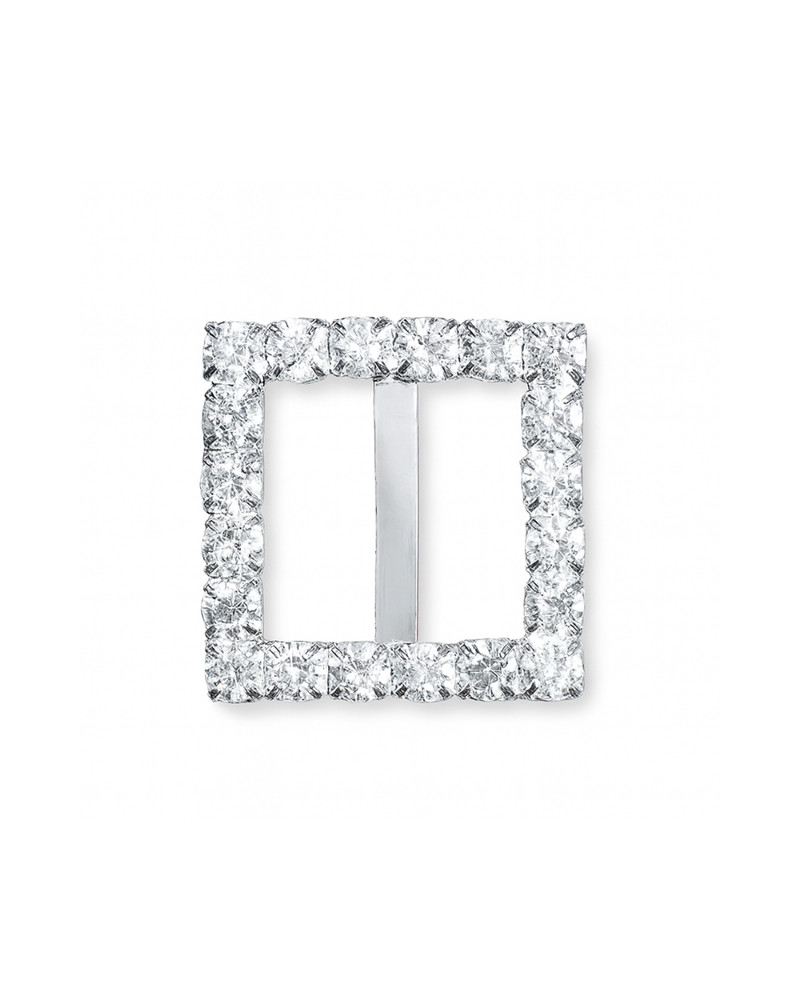 12x Rhinestone Buckle Sliders 15mm Square 3/8″ Bar for Ribbon Wedding Crafts