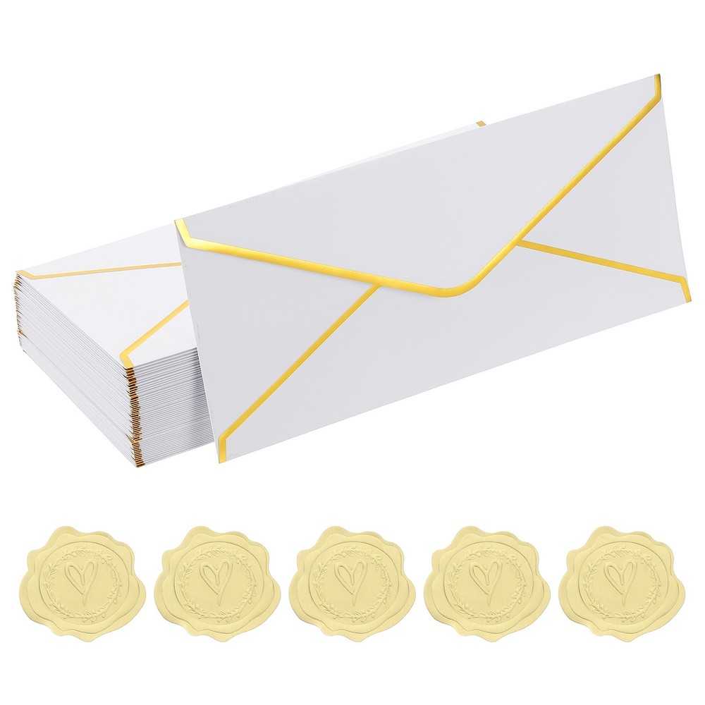 Envelope 4 1/8 x 9 1/2 inch with gold edge, for 50 pcs V fins, white