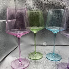 Physkoa Colored Wine Glasses Set 4 16OZ Colorful Wine Glass With Tall Long St…