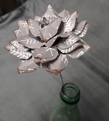 Handmade Paper Flower on stem (Gray Pattern No.5) for Wedding, St. Valentine’s