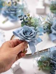Dusty Blue Rose Corsage and Boutonniere Set for Prom Wedding Groomsmen Brides…