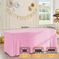 HAORUI Open Back Table Skirts, 4Pack Rectangle Wrinkle Resistant Table Clothe…