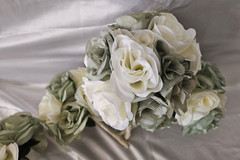 Wedding Bouquet Package, Ivory, Green, White, Roses, 14 Pieces