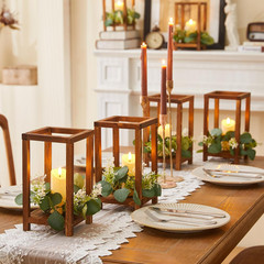 Rustic 54 Pcs Wooden Wedding Lantern Centerpieces with Candles & Wreaths