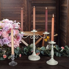 ASSORTED NATURAL 5 Ribbed Design 9″ Unscented Premium Wax Taper CANDLES Party
