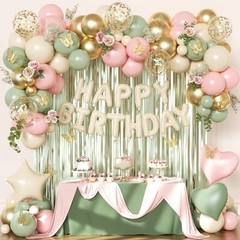Pink and Sage Green Birthday Decorations, Pink Green Sand White Pink Sage Green