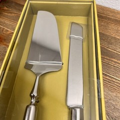 Pier 1 Imports Wedding Cake / Dessert Serve-ware Set New In Box Set Clear Silver