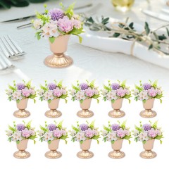 10pcs Retro Gold Flower Trumpet Vases Tabletop Wedding Centerpieces Decor NEW