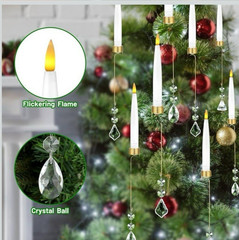 Sets Flameless Tree Candles with Hook Remote Timer 12 Crystal Wedding Christmas
