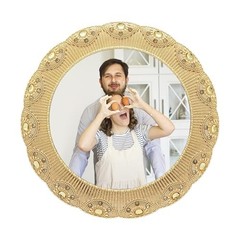 Circular Gold Jeweled Photo Frame / 5×5 In | For Tabletop Display | Perfect
