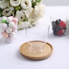 24 Clear 4 oz Mini Wavy Rim Plastic Dessert Cups Party Events Tableware Supplies