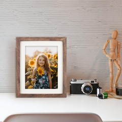8×10 Brown Picture Frames Set of 4, Display Pictures 6×8 with Mat or 8×10 Wit…