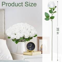 []Pcs Realistic Artificial flowers Roses Bulk, Silk Flowers for 100 White