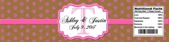 Kraft Paper & Pink Glitter Dots Wedding Engagement Party Water Bottle Labels