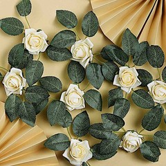 24 CREAM 2″ Mini FOAM ROSE Flowers Stems Wedding Events Decorations Supplies