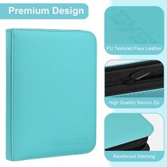 Byster 4 Pocket Card Binder Premium Pu Trading Card Binder Zipper 160 Capacity