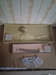 VTG HALLMARK PLUME PEN W/ QUILL HOLDER WEDDING CAKE KNIFE & GARTER READ DESCRIPT