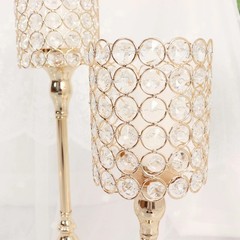 3 Gold Metal Goblet Acrylic Beads Votive Candle Holders Centerpieces Party Event