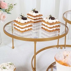 Gold Clear 23″ Round 3 Tier Metal Cake Dessert Stand Acrylic Plates Party Events