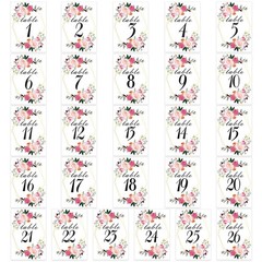 Floral Table Number Cards 1-26 Geometric 4 x 6 Double Sided Wedding Party