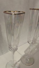 2 David Tutera Heart Shaped Iridescent CHAMPAGNE FLUTE Gold Rim TIKTOK Viral 10”