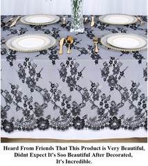 Pardecor Lace Tablecloth Rectangular 60×120 Black Embroidered Lace Tablecloth…