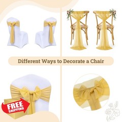 MDS Gold Chair Sashes Bows 50 pcs