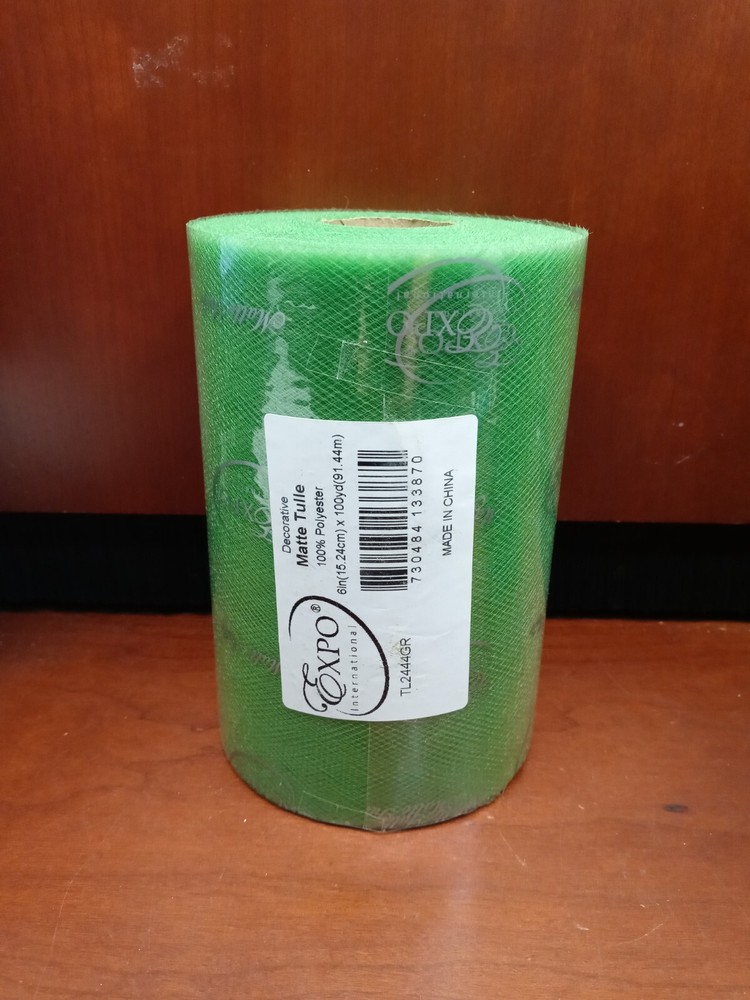 Decorative Matte Tulle, Roll/Spool of 6” X 100 yards Green 6 Inch x 100 Yards