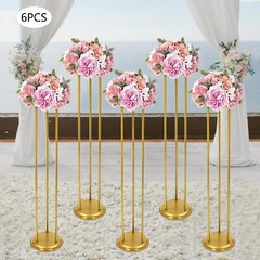 6 Pcs Gold Flower Display Stand Background Column Frame Indoor/outdoor Decor