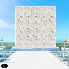 12PCS White Silk Artificial Flower Wall Panels Backdrop With 100 Cable Ties