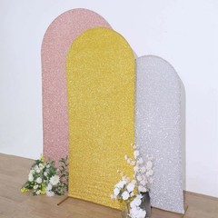 6 ft GOLD Metallic Fitted Spandex Round Top Arch STAND COVER Party Events