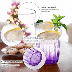Unbreakable Plastic Drinking Glasses Set of 12, BPA-Free Reusable Multicolor