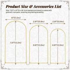 7.2FT, 6.6FT, 6FT Arch Backdrop Stand for Wedding Ceremony Birthday Party Garden