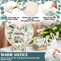 Wedding Guest Book Alternative with 100 Wood Hearts, Drop Box Pen 13.5 x 13.5…