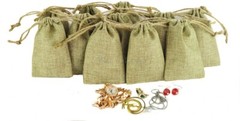 Natural Burlap Small Bags Drawstring Bags 12 pc HIGH Quality Bags 2 3/4″W x 3″H