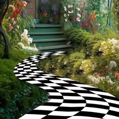 47 x 118 Inches Wonderland Party Decoration Black and White Aisle Runner Rug …