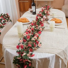 Flower Garland Rose Vines, 2 Strands 16.5Ft Flower Vines for Bedroom, Rose