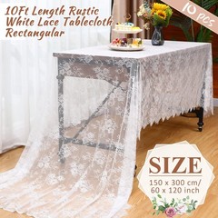 Chumia 10 Pcs Lace Tablecloth Rectangular 60 x 120 Inch 60 X 120 Inch, White