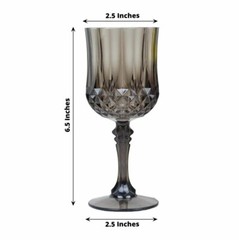 BLACK 6 Plastic 8 oz Crystal Cut Goblets WINE GLASSES Party Events Decorations