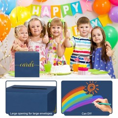 8.7″ Navy Blue Gold Foil Gift Card Box Wedding Birthday Baby Shower Party
